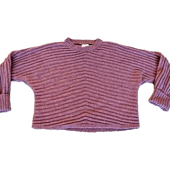 Hippie Rose Cropped Textured Sweater; Purple; Size Small - Picture 5 of 6